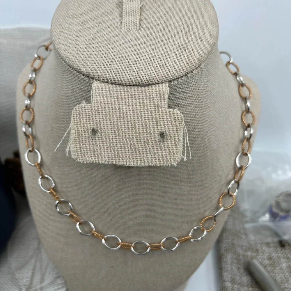 925 Italy Milor Two-Tone Sterling Silver Necklace ~18" - Picture 5 of 17